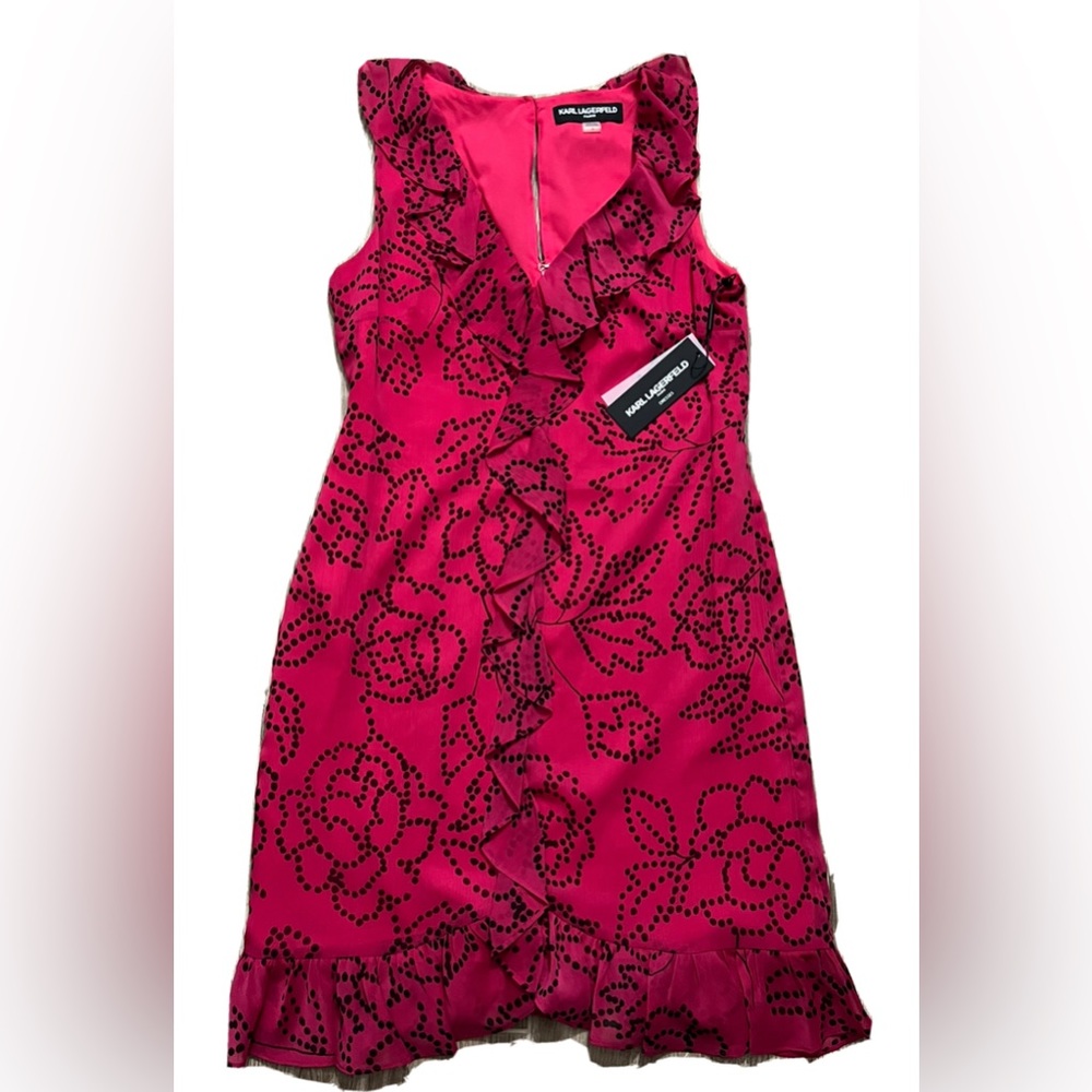 Karl Lagerfeld hot pink rose sleeveless dress Size 8